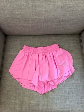 Women’s Pink Athletic Ruffle Shorts with Elastic Waist
